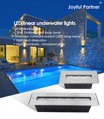 IP68 Υποβρύχιος Φωτισμός RGB Χρώμα Ανοξείδωτο Ατσάλι 316L 6*2W DC24V DMX 512 Ελεγχόμενο Για Υδάτινες Αυλαίες