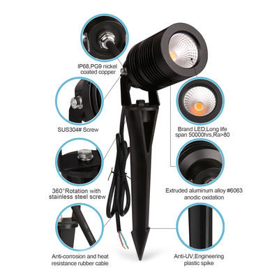 Εξωτερικό μονοπάτι LED Δήμο Spot Light 6W Lawn Garden LED Spike Lights