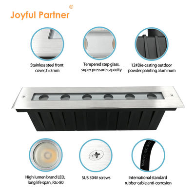 Ζεστό Λευκό LED υπόγειο φως SUS 316 6W 12W Κήπος Εμφυτερό γραμμικό φωτισμό