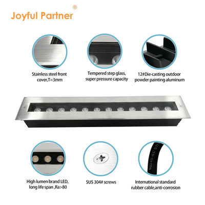 LED υπόγειο φως 12W 24W Built Χρησιμοποιείται ως πλυντήριο τοίχων 500MM μήκος ατσάλινο μπροστινό κάλυμμα