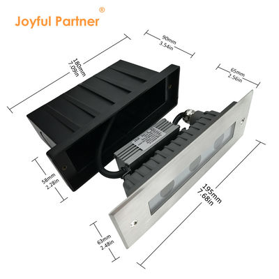 Φως LED στο έδαφος DC24V 3W 6W 3000K #316 SS IP67 Γραμμικό μήκος 195MM +Θεμονισμένο γυαλί