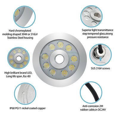 27W 3 σε 1 RGB LED φωτεινό πηγάδι από ανοξείδωτο χάλυβα για εμπορική πλατεία