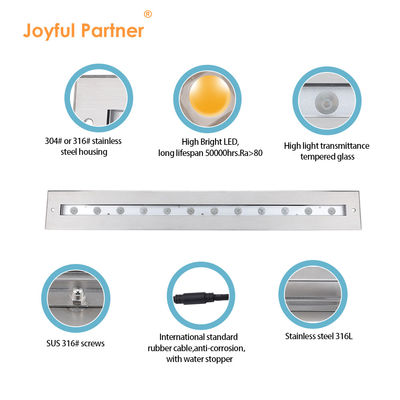 SS316L Υποβρύχιο Γραμμικό Φως 3000K 4000K 6000K IP68 LED Φώτα Πλυντηρίου Τείχους