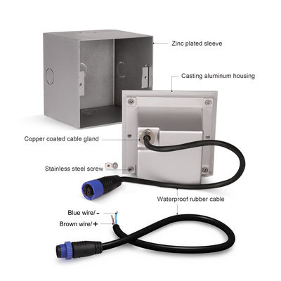 Τετράγωνο Αλουμινίου Σκάλα Ενσωματωμένο τοίχο Φως 3w DC 24v Αλουμινίου υλικό για κομψά εσωτερικά