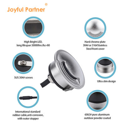 2W IP67 LED εσωτερικά φώτα εξωτερικά Ultra Thin Διαμέτρου 55mm SMD LED Walkover Φώτα Με Αλουμινίου Κουτί