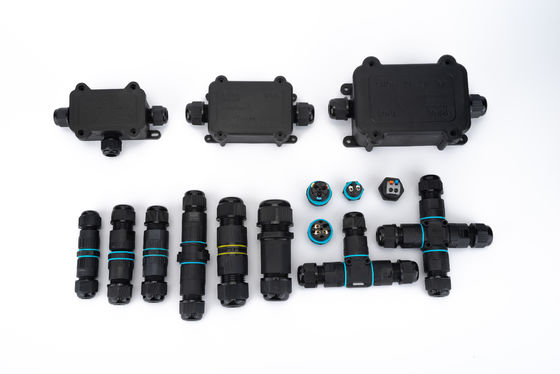 Αδιάβροχο Κουτί Σύνδεσης Καλωδίων Τύπου H 3 Δρόμων Πλαστικό Μαύρο Χρώμα Γρήγορος Τερματισμός