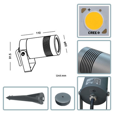 IP65 LED Φως τοπίου 10W 2700k 3000k Αρχιτεκτονική λάμπα Φεκαδίου Φωτισμός κήπου με βάση ή ακτίνα