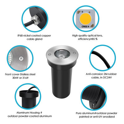 COB LED ενδογυμνά φώτα 6W IP67 Αδιάβροχο σώμα αλουμινίου διαχωρισμένο DIA85MM για εξωτερική αυλή