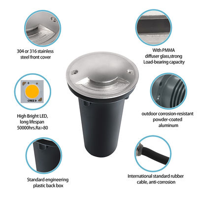 Δύο τρόποι LED IP67 Αδιάβροχο και Αδιάβροχο Ik08 LED Ατσάλινο υπόγειο φως