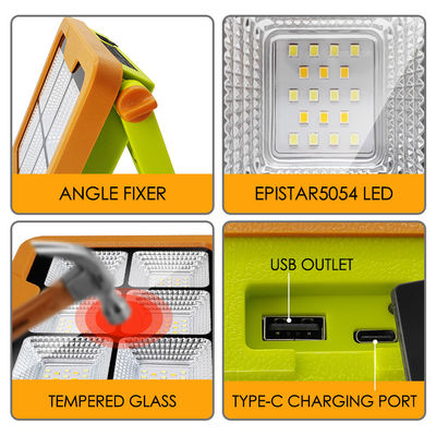 IP65 Αδιάβροχο LED Ηλιακό Φως Εργασίας 5054 Epistar LED 1000LM Με μπαταρία 7500mAh επαναφορτιζόμενη