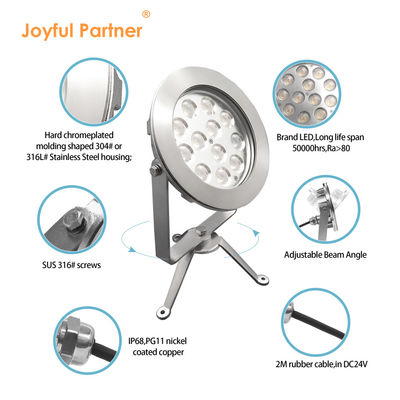 IP68 Εξωτερικό φως LED από ανοξείδωτο χάλυβα DMX512 RGBW 12w για υποβρύχια χρήση