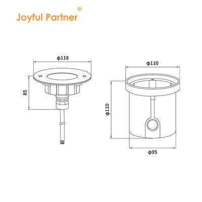 ΔΙΑ 118mm IP68 304 από ανοξείδωτο χάλυβα Θερμό Λευκό Υποβρύχιο Φως LED 3W DC24v με πλαστικό μανίκι τοποθέτησης