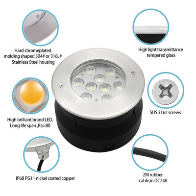 12V 24V LED υποβρύχιο φως 9W 18W RGB πλήρες χρώμα από ανοξείδωτο χάλυβα IP68 φώτα για πισίνα