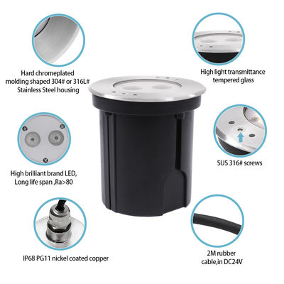 Υδατοασθενές υποβρύχιο φως LED από ανοξείδωτο χάλυβα 316 DC24V IP68 RGBW 4in1 με ασύμμετρο φακό