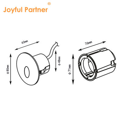 2W LED φωτισμός DC24V Φώτα βήματος Ζεστά λευκά IP65 Αδιάβροχο Φωτισμό τοίχου Σκάλα με πλαστική τοποθέτηση