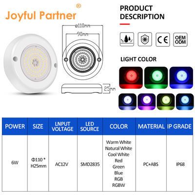 AC 12V υποβρύχια υποβρύχια IP68 RGB διακόπτης ελέγχου PC 15W ρητίνη γεμάτη επιφάνεια τοποθετημένη LED φωτισμός πισίνας