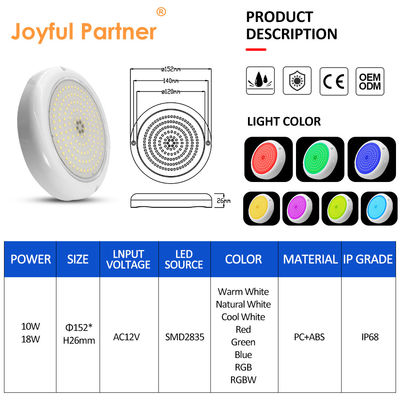 Εποξικό ρητίνη IP68 φωτισμός πισίνας Λευκό χρώμα PAR56 λαμπτήρας 10W LED υποβρύχιο φως