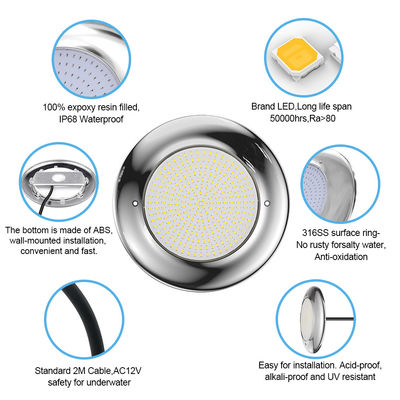 Χαρούμενα φώτα πισίνας 12v AC αναβάθμιση SMD chip RGB χρώμα IP68 όλα σε ένα σύνολο σχεδιασμός για πισίνα σκυροδέματος