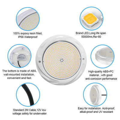 Φως υποβρύχιας λάμπας πισίνας LED DIA230*35mm υλικό ABS IP68 42W επιφανειακή τοποθέτηση