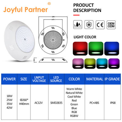Φωτισμός πισίνας LED 260 * 40mm AC12V 42w τηλεχειριστήριο με ABS στεγασμό μοντέρνο στυλ
