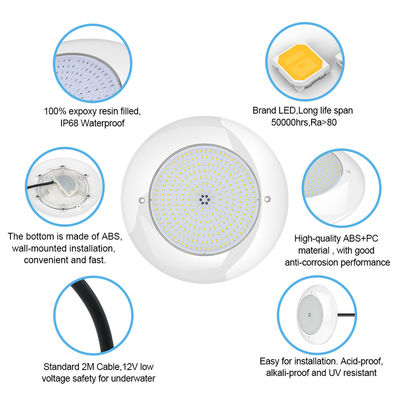 CE/RoHS/FCC/IP68 Φώτα LED με γεμάτο ρητίνη για κολύμβηση SMD 2835 AC 12V 25W Θερμό λευκό