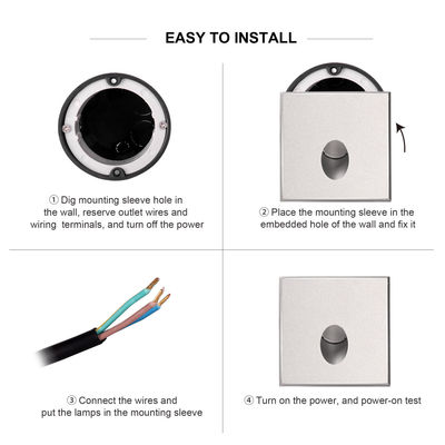 Έξυπνο φως LED τοίχου IP65 Αλουμίνιο Σχήμα τετράγωνου σώματος DC 24v 1w 2w 3w Φως σκάλας LED για διάδρομο