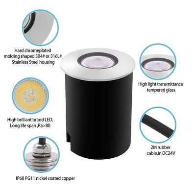 Φωτιστικά Πισίνας Ενσωματωμένα DC12~24V 1W 2W Ανοξείδωτο Ατσάλι LED Μονόχρωμα Με Μαύρο Κουτί ABS