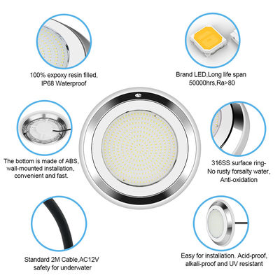 IP68 280mm Φωτισμός πισίνας LED από ανοξείδωτο χάλυβα RGB