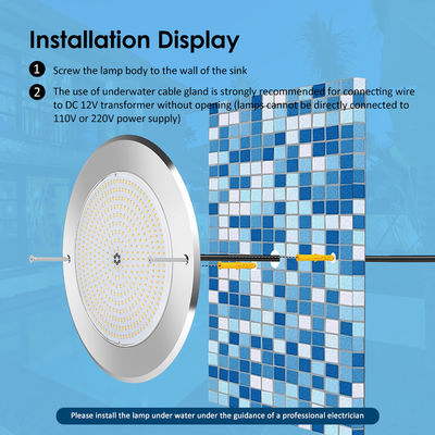 Απόμακρο ρεύμα φωτισμός πισίνας από ανοξείδωτο χάλυβα 316 επιφάνεια 42W φωτισμός πισίνας AC12/24V RGB