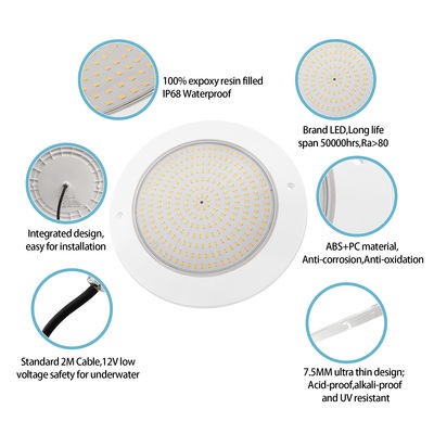 Φως πισίνας γεμάτος ρητίνη DIA120MM AC12V 10W Πλήρως πλαστικό SMD2835 63PCS Σταθερή τάση