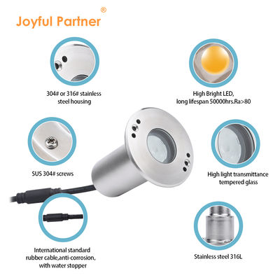 LED Μίνι Ανεμπόδιστος Ενσωματωμένος Σημαντήρας 1W 12V DC 8° Στενή Γωνία Φάσης IP68 Εξωτερικό φωτισμό