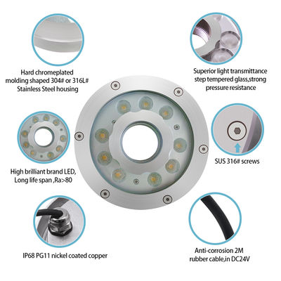 Υδροβρύχια LED Φώτα Πυρόστερα DC12V 24V Ατσάλι DMX RGB Για πισίνα