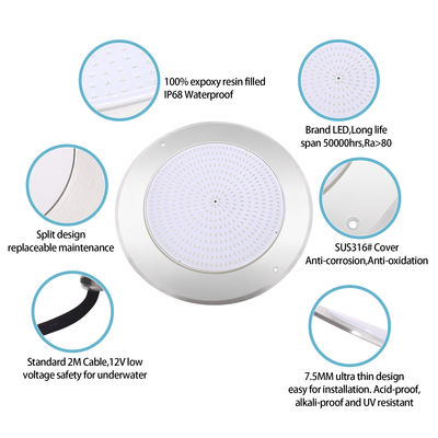 IP68 LED PAR56 Φως πισίνας RGB Αλλαγή χρώματος 12VDC AC 35W DIA 280mm SMD2835 432pcs με πακέτο χρώματος