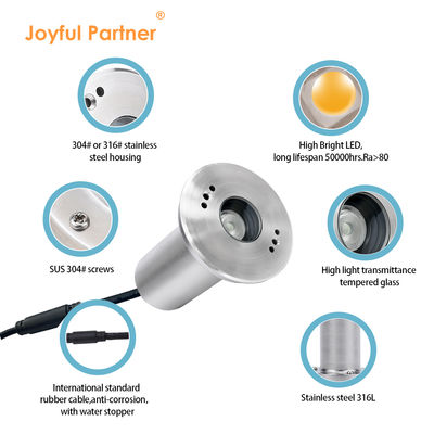 LED υποβρύχια φώτα DMX Ελέγχου RGB Premium 1W / 2W / 3W Θρυμμένο 316 ανοξείδωτο χάλυβα για πισίνες