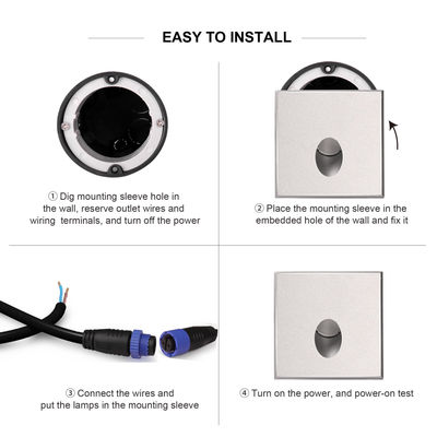 Στρογγυλό φως σκάλας LED 1W 2W χύτευσης αλουμινίου οικόπεδο τοίχος για εξωτερικό διάδρομο