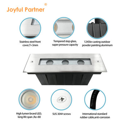 Κρυμμένο υδατοασφαλές υπόγειο φως DC24V 3X1W LED μονόχρωμο CREE/OSRAM LED