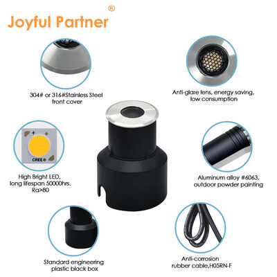 Υπόγεια Φως IP67 3W CREE LED Anti Glare Design DIA45MM Αλουμινίου Σώμα για Δρόμους