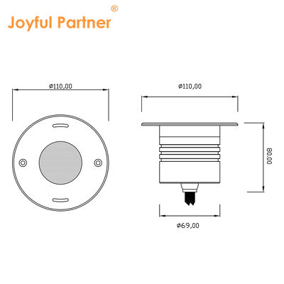 Υποβρύχιο φως 316 από ανοξείδωτο χάλυβα με διάμετρο 110 mm