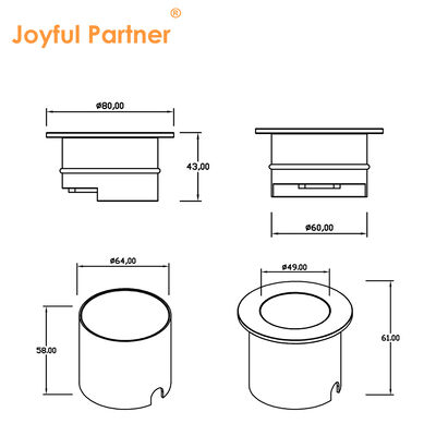 Φωτισμός Υπογείων Πολωτικός 4W DC12V 24V Γωνία Δέσμης 30*40 Μοίρες Βαθμός IK 08 Περίβλημα από Καθαρό Αλουμίνιο 6063#